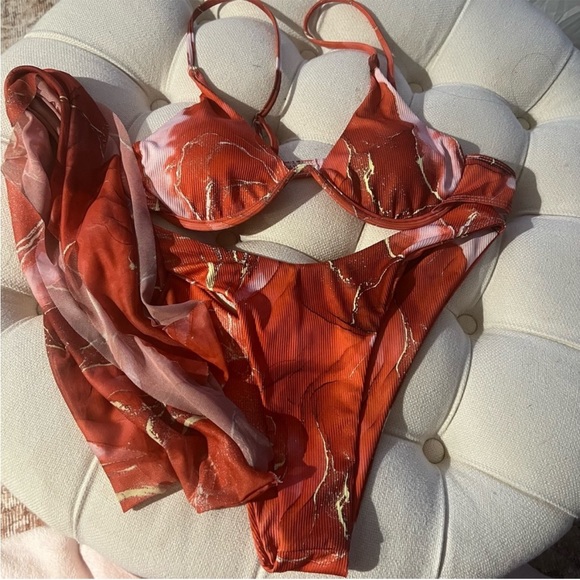SHEIN- Marble Print Bikini Set - Picture 4 of 4